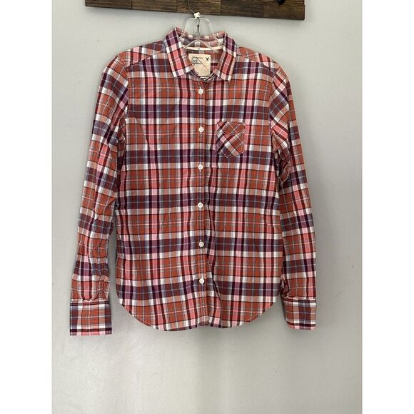 American Eagle Outfitters Tops - American Eagle Outfitters Women's Red Long Sleeve Button-Down Plaid Shirt Size 6